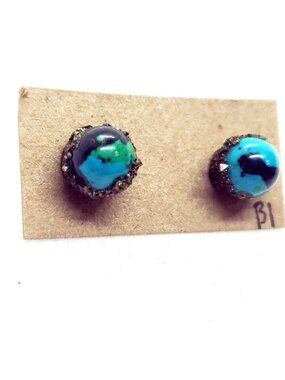 Chrysocolla azurite crystal earrings